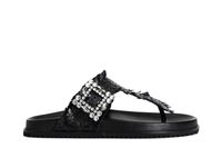 sandalias chanclas de piel tejida para mujer black