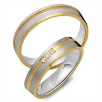 alianzas 8 quilates oro amarillo-blanco 3 diamantes