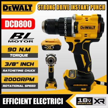Taladro percutor inalámbrico Dewalt DCD800 de 2000 RPM, destornillador eléctrico sin escobillas de 1/2 pulgada, herramienta eléctrica de litio para batería Dewalt de 18 V