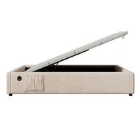 comoda tapizada 90190 cm - tela de lino - con enchufes de carga y cojin de laminas - beige