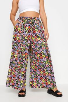 Limited Collection Pantalón Negro De Florecitas, Mujer Curvy Y Tallas Grandes, Limited Collection