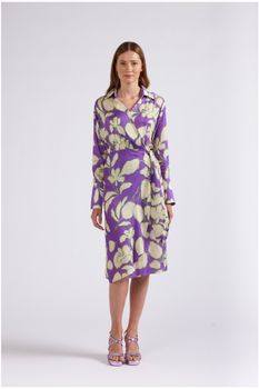 vestido estampado atado tipo cruzado maxy purple flower s