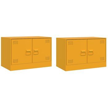 Muebles Para Tv 2 Unidades Acero Amarillo Mostaza 67x39x44 Cm Vidaxl