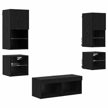 Unidades De Pared Para Tv 8 Uds. Roble Negro Vidaxl