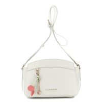 bolso de hombro efecto saffiano con charm ivory