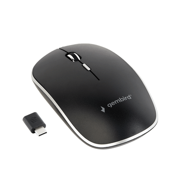 RATON GEMBIRD INALAMBRICO 1600 DPI NEGRO 4 BOTONES (RECEPTOR TIPO C)