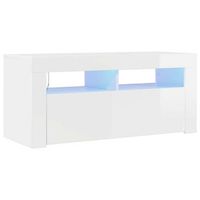 mueble de tv con luces led blanco brillante 90x35x40 cm vidaxl
