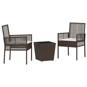 Juego Bistro De Jardín 3 Piezas | Mueble De Jardín Marrón Ratán Sintético