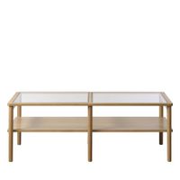 mesa de centro de vidrio templado y madera 120x60cm - madera clara