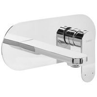grifo monomando de laton empotrado para lavabo en pared plateado chapala
