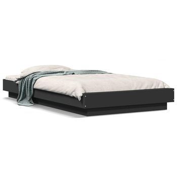Cama Individual | Cama Para Adultos | Estructura De Cama Madera De Ingeniería Negra 100x200 Cm