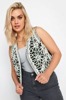 yours chaleco corto negro de bordados blancos mujer curvy y tallas grandes yours