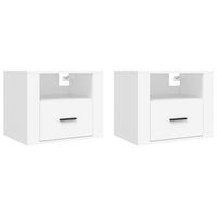 pack 2 uds mesitas de noche de pared flotantes mesilla blanco 50x36x40 cm