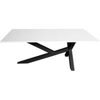 mesa de salon comedor oficina reunion patas metalicas xy negro 160x100 cm blanco ofilike