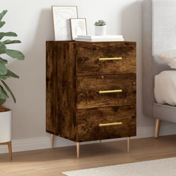 Mesita De Noche | Mesilla De Noche Madera De Ingeniería Roble Ahumado 40x40x66 Cm Cfw351967