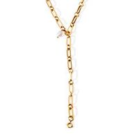 cadena de acero inoxidable en forma de y con perla chapado en oro para mujer