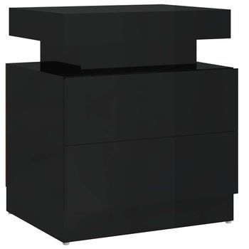 Mesita De Noche Madera De Ingeniería Negro Brillo 45x35x52 Cm Vidaxl