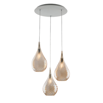 Pluvia Lámpara Colgante De Hierro Con Cristal Pyrex Ámbar 3 Luces 141 Ø50 Bl264-s3-am
