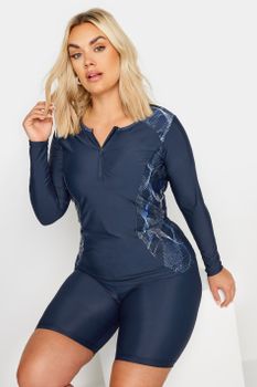 Yours Top De Baño Azul Marino Estampado De Ondas