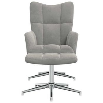 Silla De Relajación Con Reposapiés Terciopelo Gris Claro