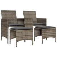 sofa de jardin  sofa de exterio 2 plazas con mesa y taburetes ratan pe gris
