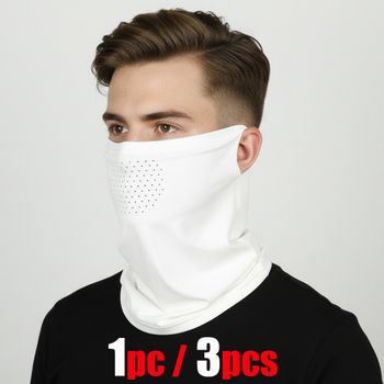 Mascarilla de seda fría unisex, elástica, transpirable, con protección solar, para media cara, con lazo para las orejas, antideslizante, para pesca y ciclismo, 1 ud./3 uds.