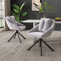 juego de 2 sillas de comedor giratorias de terciopelo gris