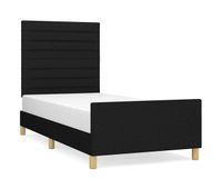 estructura de cama con cabecero de tela negro 80x200 cm rayas horizontales