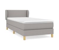 cama box spring con colchon tela gris claro 100x200 cm liso con clavos