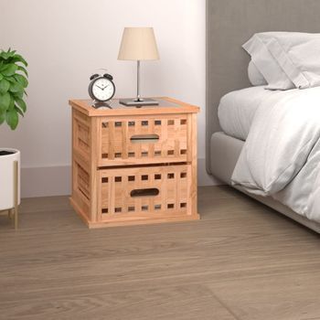 Mesita De Noche, Mesilla, Cajonera Madera Maciza De Nogal 34x34x34 Cm Cfw17713
