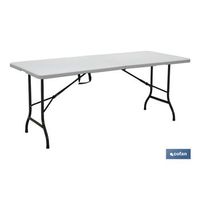 mesa plegable rectangular con bloqueo de seguridad  color blanco  dos medidas a elegir