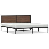 estructura de cama con cabecero metal roble marron 183x213 cm