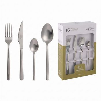Cubertería 16 Piezas Acero Inoxidable Brillo, Cuchillo, Tenedor, Cuchara Y Cucharilla De Postre, 4 Personas