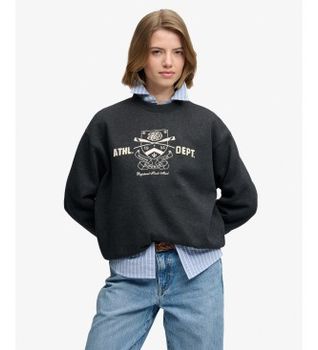 Superdry para mujer. W2012715A Sudadera Country Club negro (M), Casual, Algodón, Manga larga