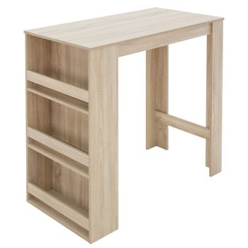 Mesa de bar con estante de 3 niveles 117x106x57 cm Madera