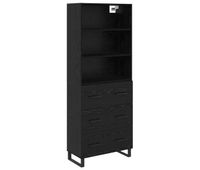 aparador alto - mueble de almacenamiento con cajon roble negro 695 x 34 x 180 cm es477