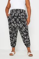 yours pantalones bombachos negros capri con motivos vegetales mujer curvy y tallas grandes yours