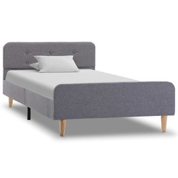 Cama Individual | Cama Para Adulto | Estructura De Cama De Tela Gris Claro 100x200 Cm