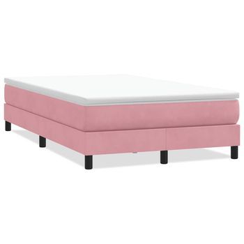 Cama Matrimonial | Cama Para Adultos | Cama Box Spring Sin Colchón Rosa Terciopelo 120x220 Cm