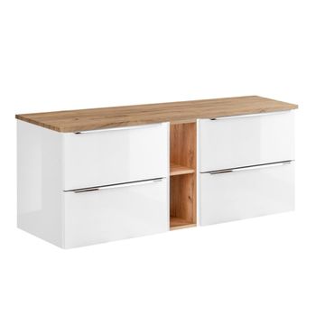 Mueble bajo lavabo 140 cm 2 nichos tableros laminados blanco