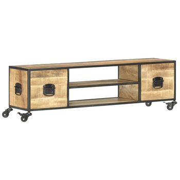 Mueble De Tv De Madera Maciza De Mango 130x30x39 Cm Vidaxl