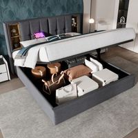 cama tapizada de 180x200 cm con almacenamiento inalambrico usb color gris algodon