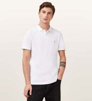 ALL SAINTS para hombre. M075PB Polo Reform blanco (XL), Casual, Algodón, Manga corta