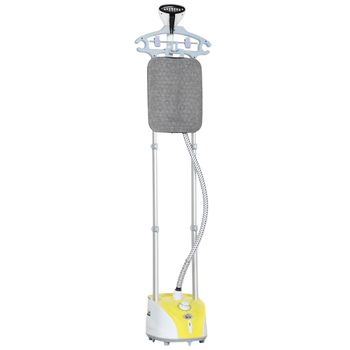 HOMCOM Plancha de Vapor Vertical 1950W 2 L con Temperatura Ajustable en 11 Niveles y Barra Telescópica Amarillo