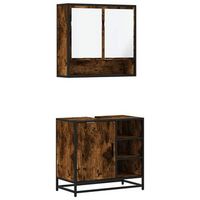 set de muebles bano 2 pzas madera contrachapada roble ahumado vidaxl