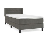 cama box spring con colchon terciopelo gris oscuro 90x200 cm rayas horizontales