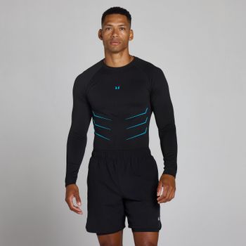 Camiseta de manga larga sin costuras Lift Muscle Fit - Negro lavado/Azul power - L