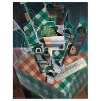 legendarte - cuadro lienzo impresion digital - bodegon con mantel a cuadros - juan gris - decoracion pared cm 80x100