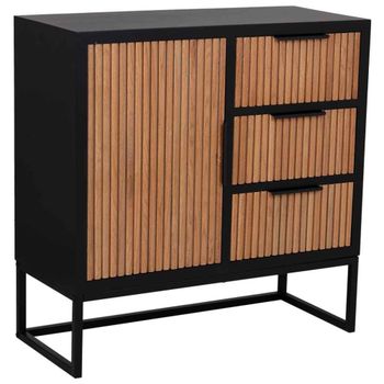 Aparador 1 puerta y 3 cajones de madera y metal 80x34x80h cm