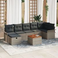 juego de sofa de jardin de 8 piezas con cojines gris ratan de v6648 unico  gris